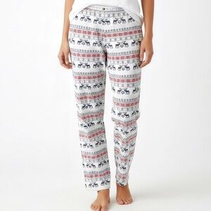 Tommy Hilfiger Woman’s Christmas Themed Moose Print Striped Pajama Bottoms — Med